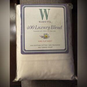 Wamsutta 400 Luxury Blend King Flat Sheet 400 Thread Count Ivory - Brand New!